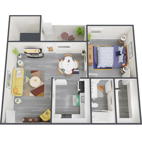 a floor plan of a 1 bedroom apartment